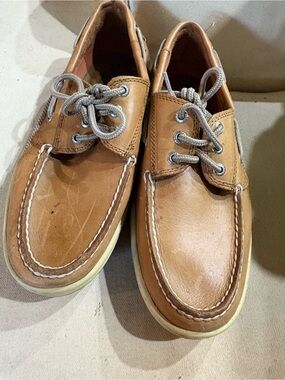 Sperry Brown Leather 2-Eye Boat Shoes with Cream Soles